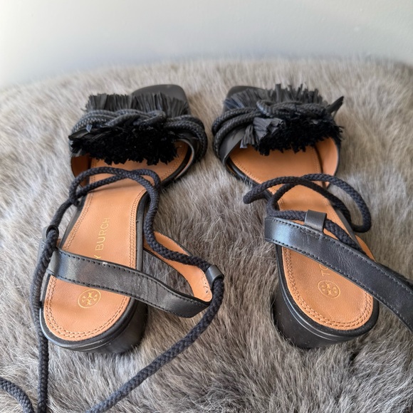 Tory Burch Rope Leather Sandal Size 11 Black - Picture 5 of 6